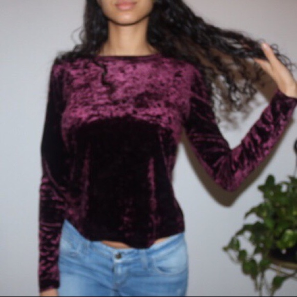 Plum Crushed Velvet Long Sleeve